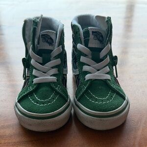 Vans Kids Green High-Top Skate Sneakers with Shark Pattern